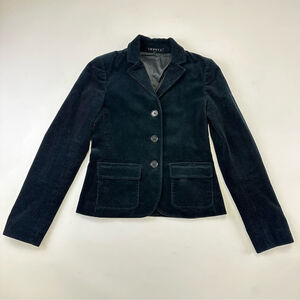 Theory black corduroy blazer Womens Size 0 cotton 3 button pockets lined Classic